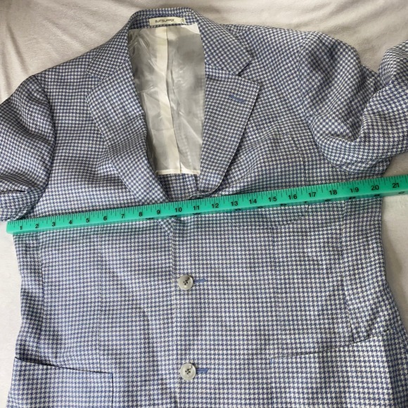 SUITSUPPLY Havana Blazer Jacket Houndstooth USA 38S Slim EU 48 Wool Silk Linen - Picture 12 of 16